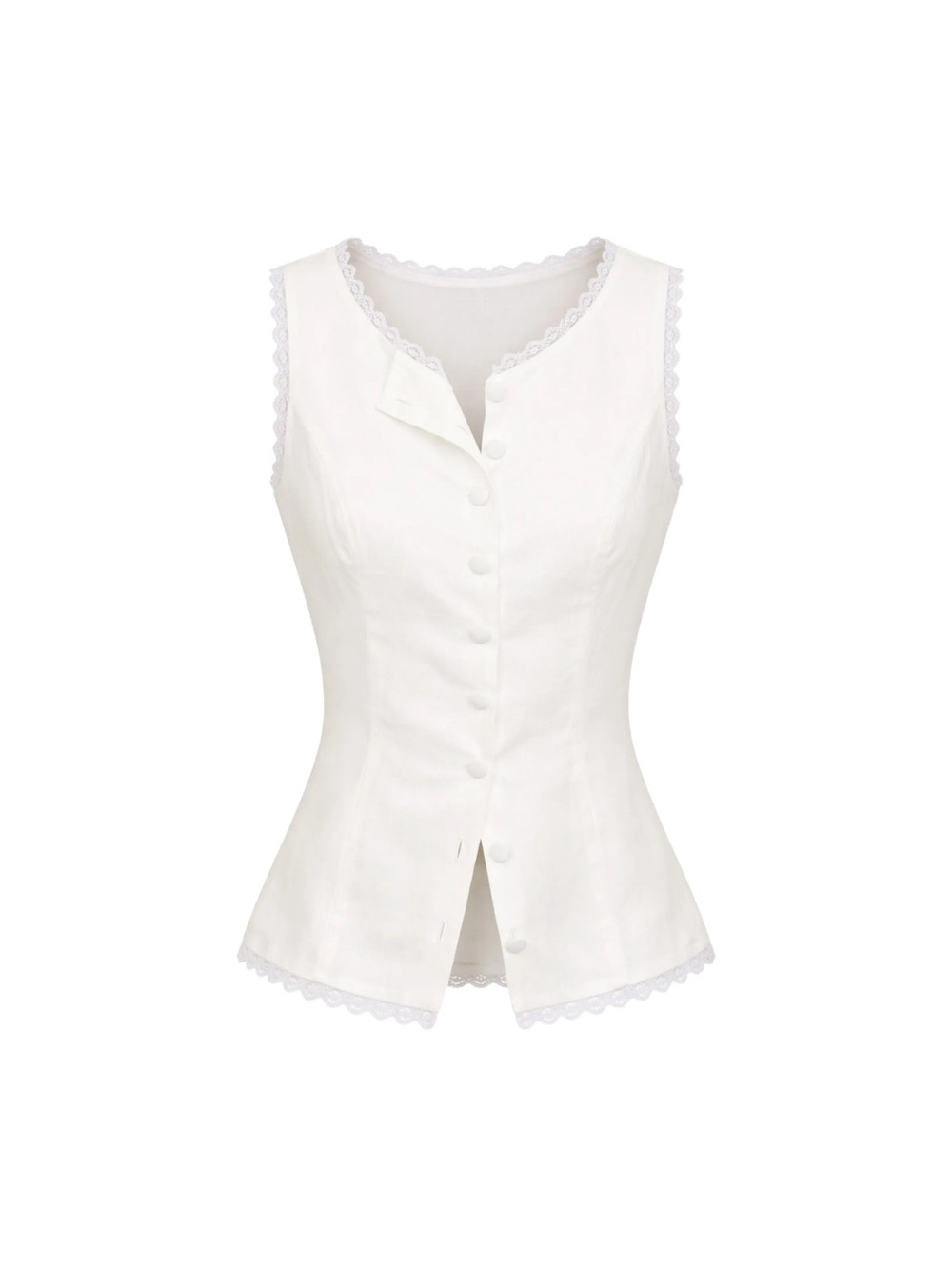 Reformation Lace Amelia Top in White - Amelia Lace Vest Top